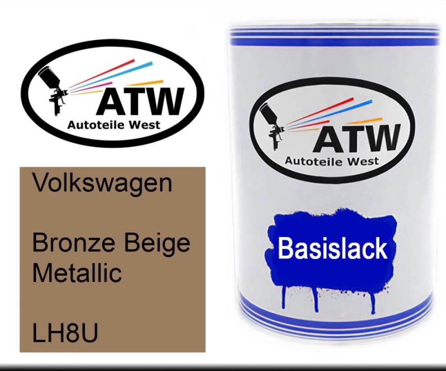 Volkswagen, Bronze Beige Metallic, LH8U: 500ml Lackdose, von ATW Autoteile West.